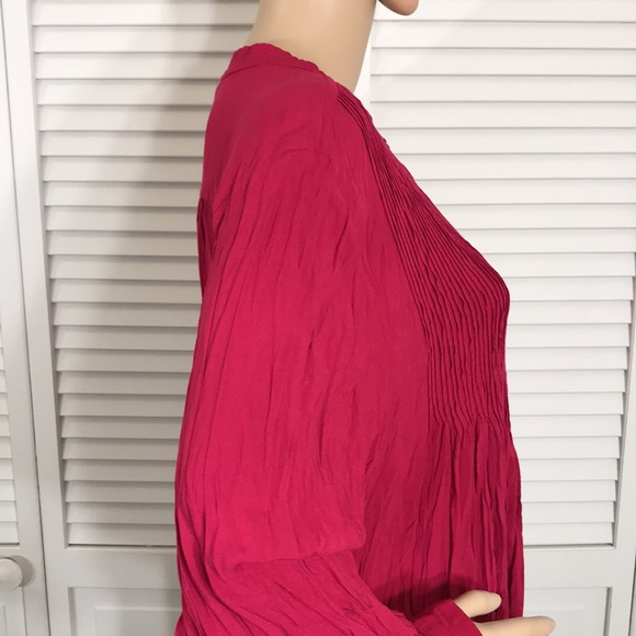 NWT Sundance Magenta Crinkle Blouse Top with Placket XL - Picture 6 of 14